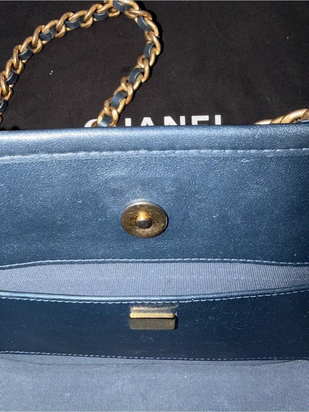 Chanel 24S Hobo Bag Chain Shoulder Bag Denim Blue Gold Hardware